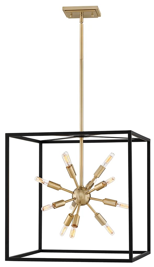 Lampadario Industrial Nordico Aros Acciaio Nero Ottone 12 Luci E14