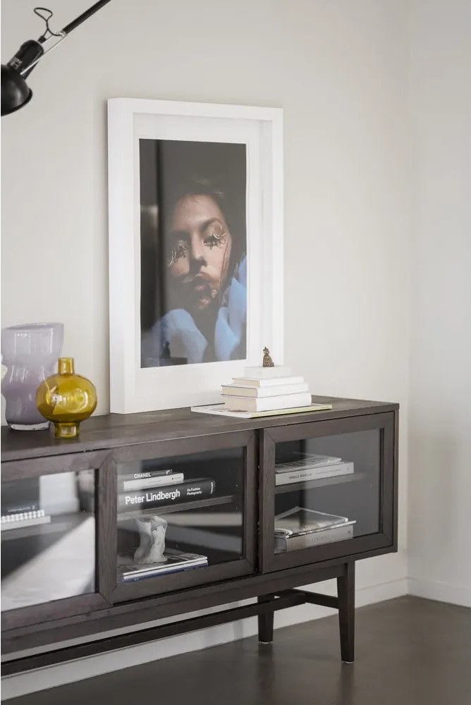 Vetrina marrone in rovere con ante scorrevoli 170x75 cm Hazelton - Rowico