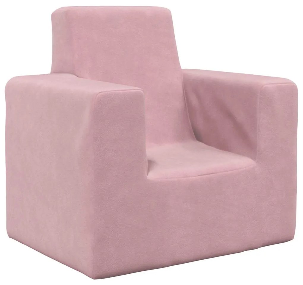 Divano Per Bambini Rosa İn Morbido Peluche /