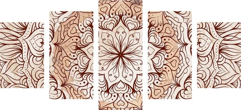 Quadri 5 pezzi – Mandala etnica astratta