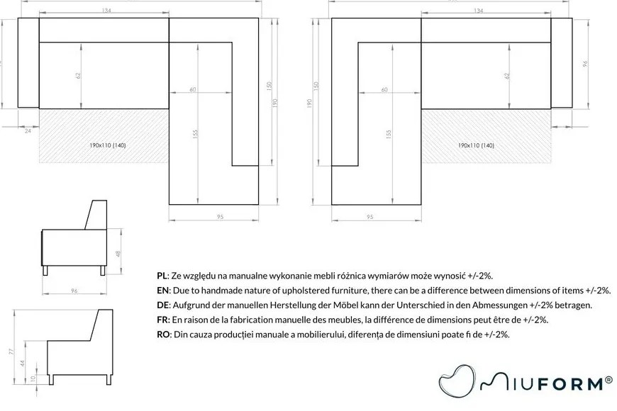 Divano letto angolare grigio scuro L, angolo sinistro Dazzling Daisy - Miuform