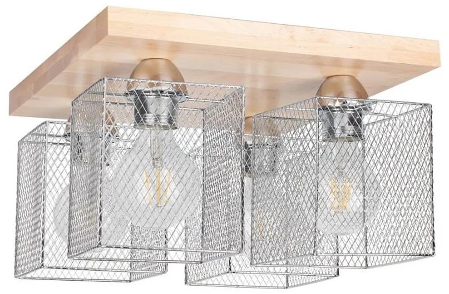 Spot-Light 8175460 - Plafoniera NORMAN WOOD 4xE27/25W/230V