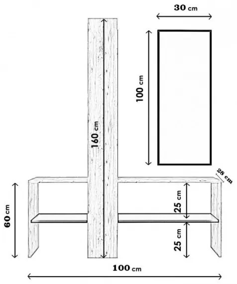 Mobile Ingresso Con Appendiabiti Specchio E Mensole Effetto Legno Aurora