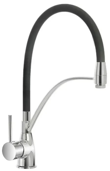 Rubinetto miscelatore in ottone cromo con canna alta in silicone