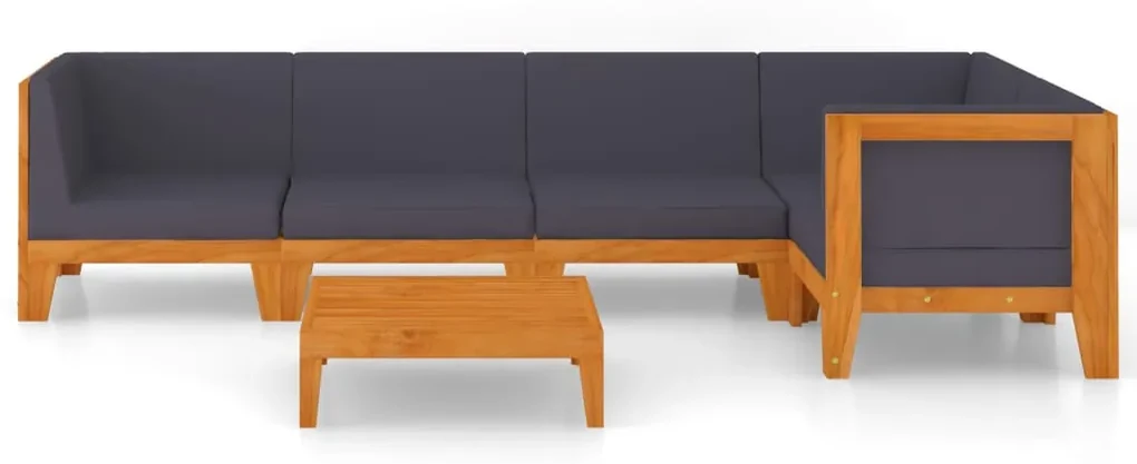 Set divani da giardino 6 pz con cuscini in massello di acacia