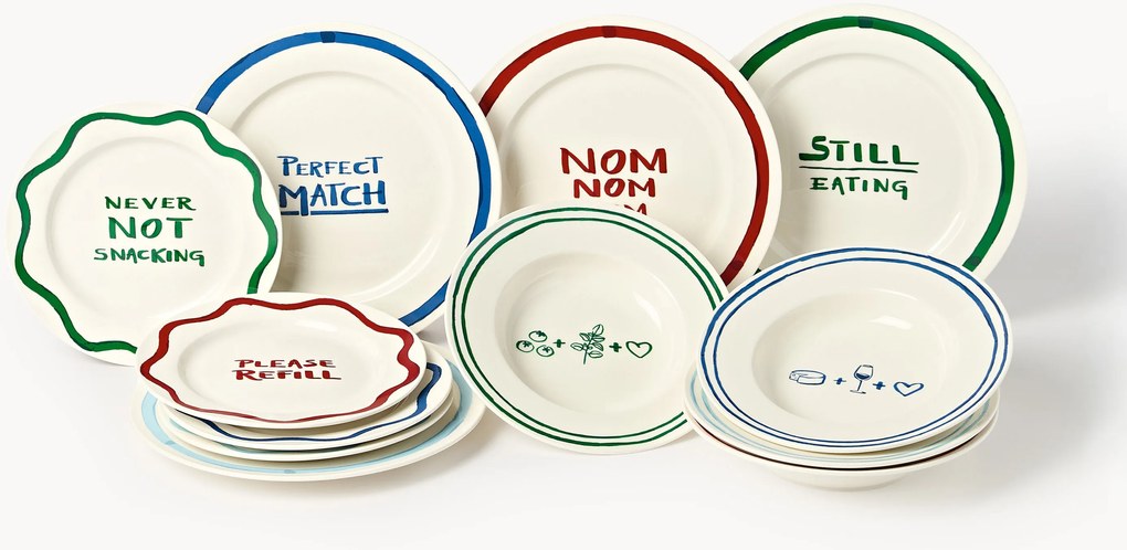 Servizio di piatti in porcellana Tutti con motivo decorativo, 4 persone, set da 12