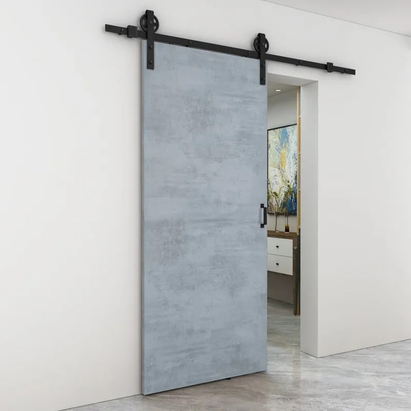 Porta scorrevole reversibile Cemento in mdf grigio, L 92.5 x H 211.5 cm, con binario Rodeo