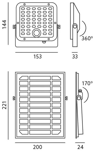 Faretto solare esterno LED 10W 3,7V 4000K IP65 con sensore + telecomando