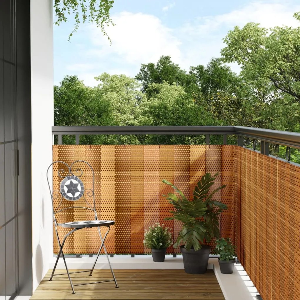 Paravento Da Balcone Marrone Chiaro 600x80 Cm İn Polyrattan /