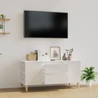 Mobile Porta TV Bianco Lucido 102x44,5x50 cm Legno Multistrato cod mxl 26332