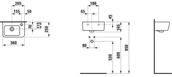 LAUFEN H8169550001061 - Lavabo sospeso PRO 36x25 cm ceramica/bianco