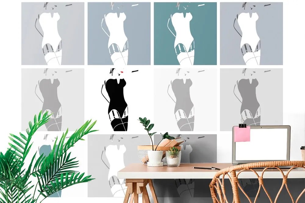 Carta da parati – Fascino pop art della donna in grigio