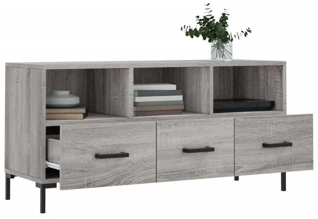 Mobile TV Grigio Sonoma 102x36x50 cm in Legno Multistrato