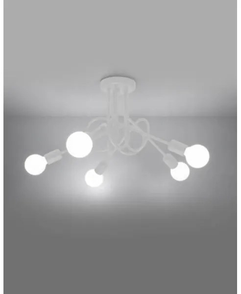 Sollux SL.1432 - Lampadario a plafone LOOP 5xE27/15W/230V bianco