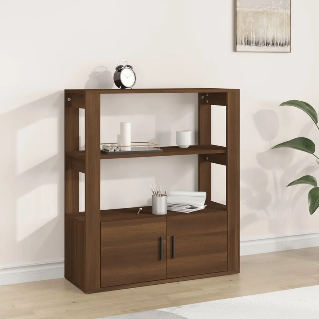 Credenza Rovere Marrone 80x30x90 Cm İn Legno Multistrato /