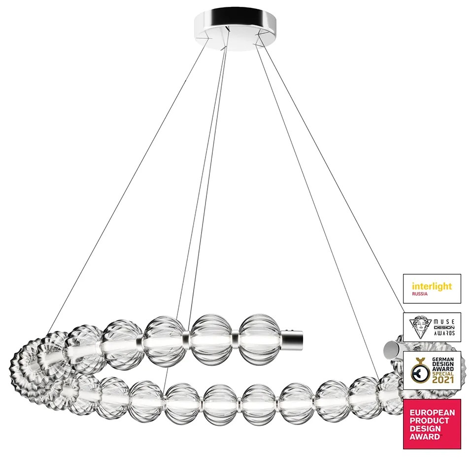 Lampadario Contemporaneo Amulet 30W Metallo E Vetro Cromo