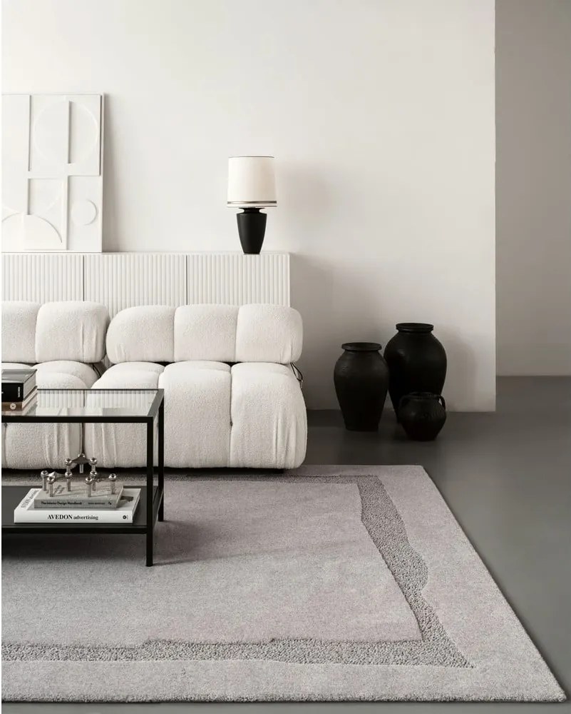 Tappeto in lana grigio 200x300 cm Morphic Rocca - Agnella