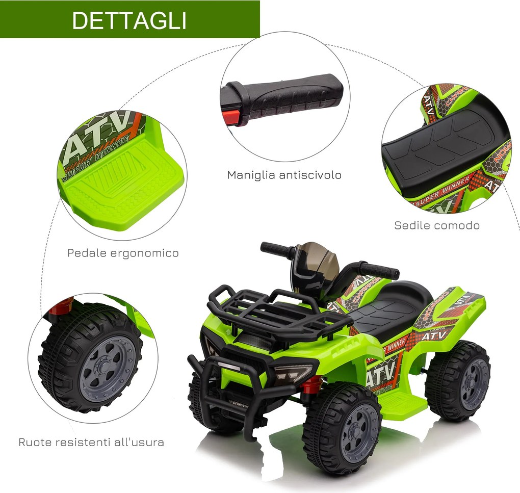 Mini Quad Elettrico per Bambini 6V Verde...