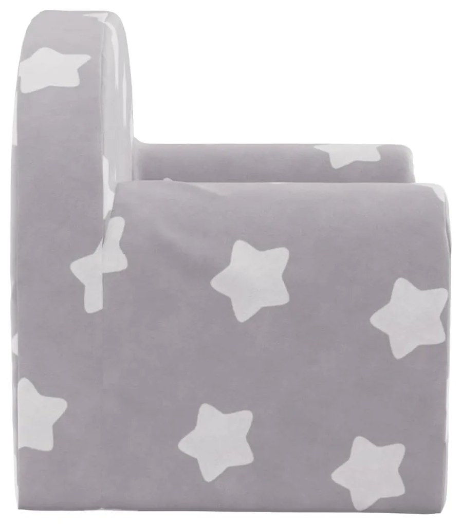 Divano letto bambini grigio chiaro con stelle morbido peluche