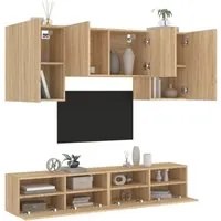 Mobili TV a Muro 5pz Rovere Sonoma in Legno Multistratocod mxl 134252