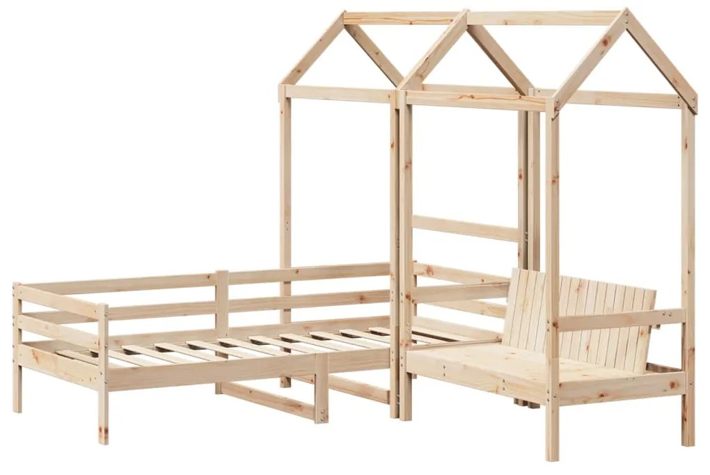 Set dormeuse e panca con tetto 90x200cm legno massello di pino