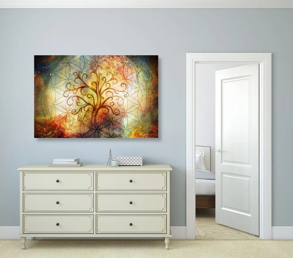 Stampa su tela – Albero con fiore della vita