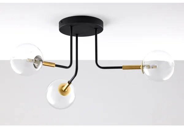 Jupiter 2039 - Lampadario a sospensione con supporto rigido BURANO 3xG9/10W/230V nero/oro/limpido