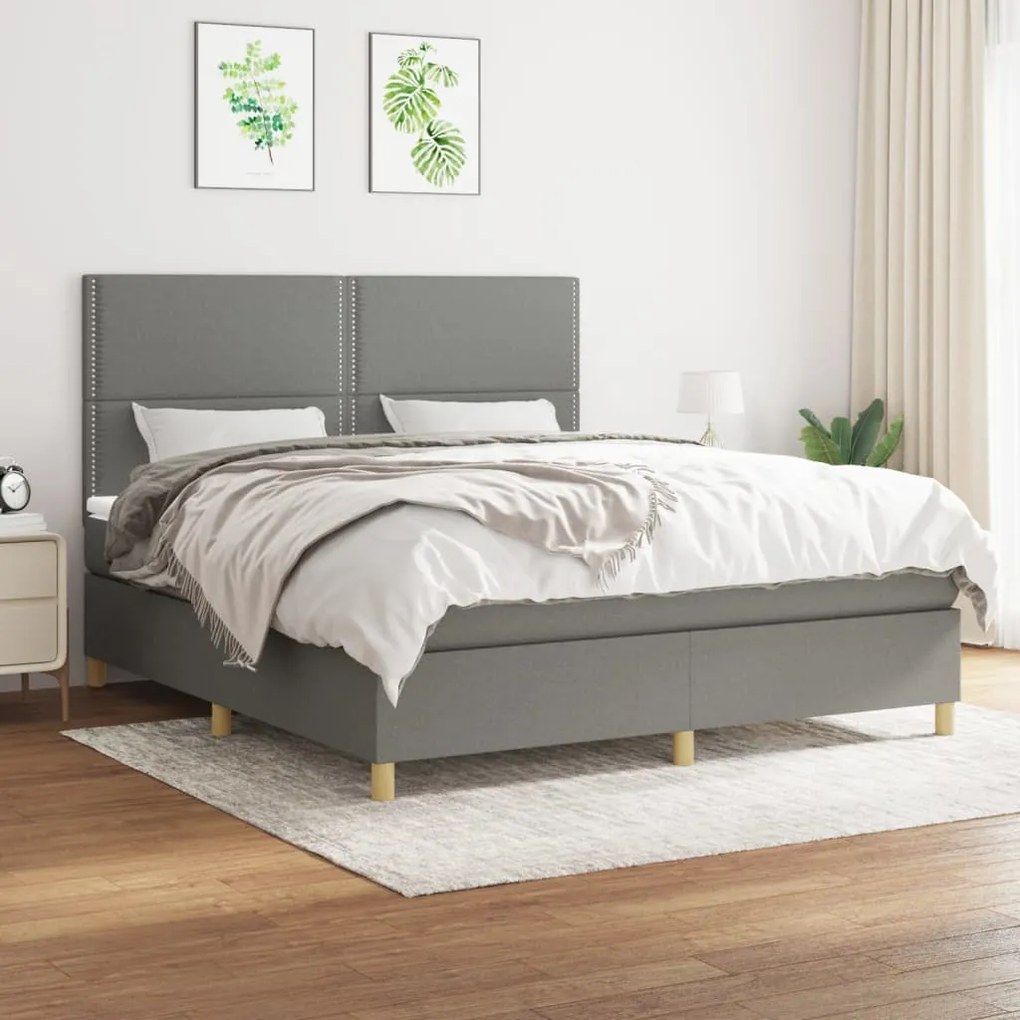 Giroletto A Molle Con Materasso Grigio Scuro 160x200 Cm Tessuto /