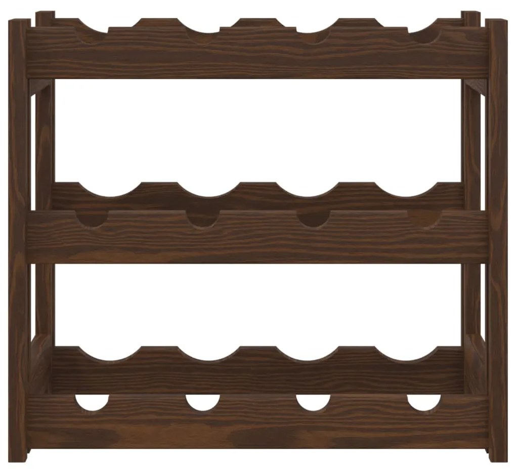 Portabottiglie per 12 bottiglie marrone legno massello di pino
