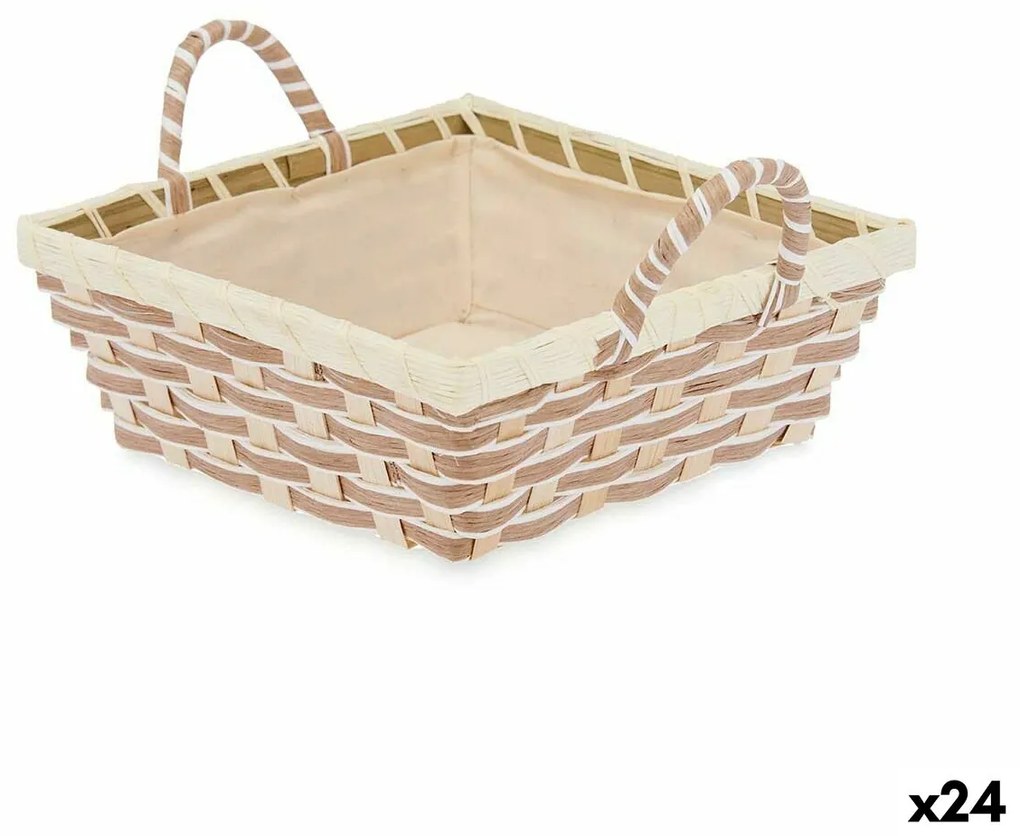 Cestino Multiuso Con manici Quadrato Intrecciato Naturale Metallo Stoffa 27 x 13 x 21 cm (24 Unità)