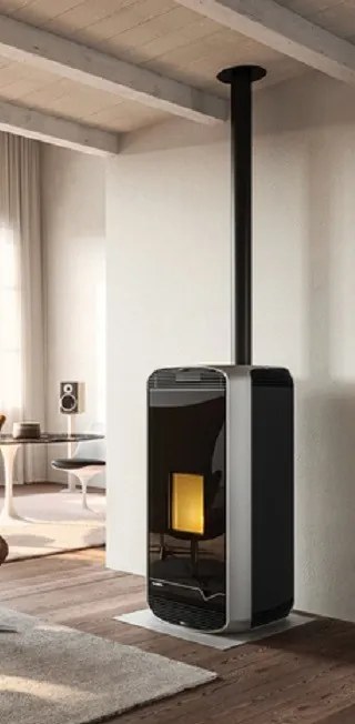 Palazzetti Meghan US 9 Ecofire Stufa A Pellet Ermetica Ad Aria Con Uscita Fumi superiore In Acciaio Nero