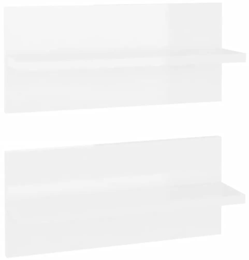 Mensole a muro 2 pz bianco lucido 40x11,5x18 cm