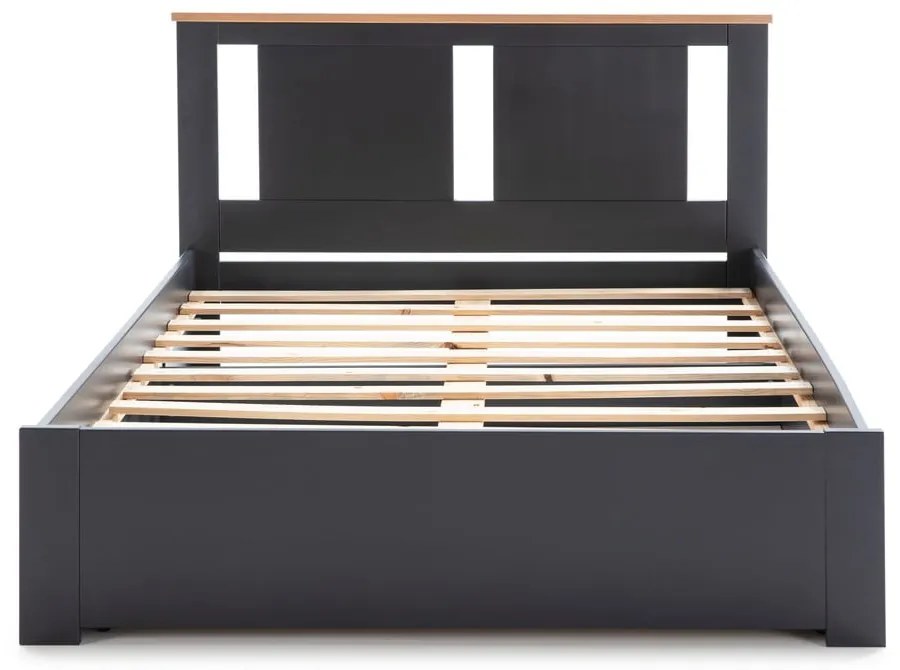 Letto matrimoniale grigio scuro con griglia 140x190 cm Enara - Marckeric