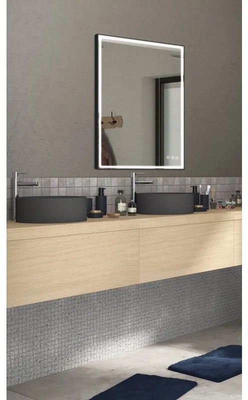 Specchio con illuminazione integrata bagno rettangolare SENSEA L 120 x H 90 x P 3.2 cm nero