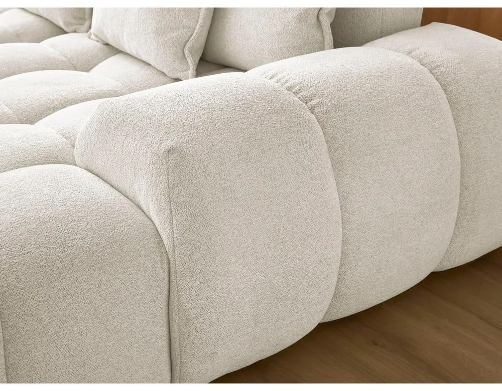 Divano angolare bianco allungabile e con contenitore (penisola a sinistra/a U) con rivestimento in ciniglia Everest – Bobochic Paris