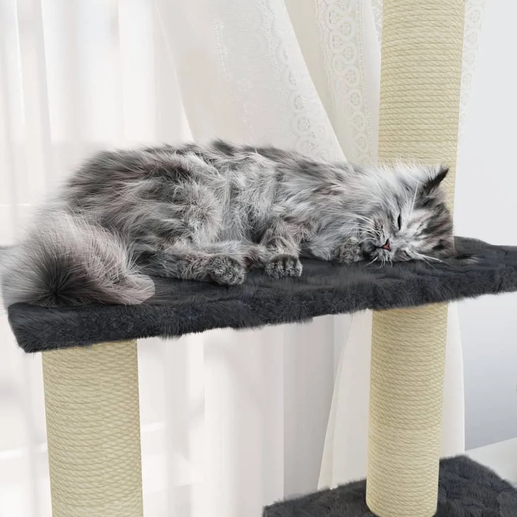 Albero per gatti con tiragraffi in sisal grigio scuro 155 cm