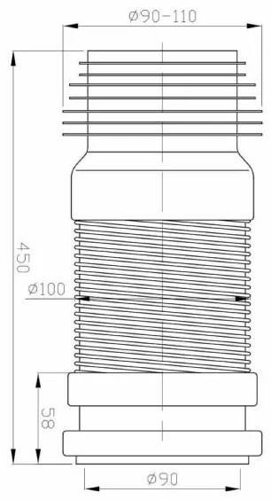 Bruckner - Tubo flessibile per WC 45 cm bianco/nero