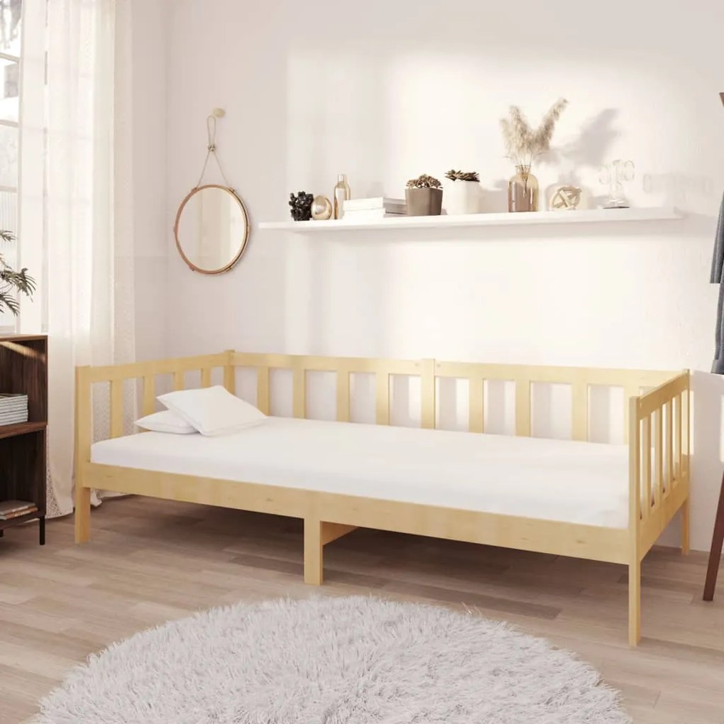 Divano Letto Con Materasso 90x200 Cm Legno Massello Di Pino /