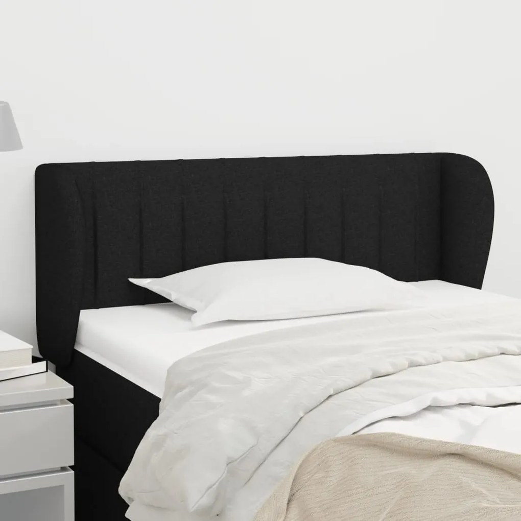 Testiera Ad Orecchio Nera 83 X 23 X 78/88 Cm İn Tessuto /