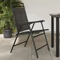 Sedie Giardino Pieghevoli 8 pz Acciaio Grigio Mlange Textilene 3157294