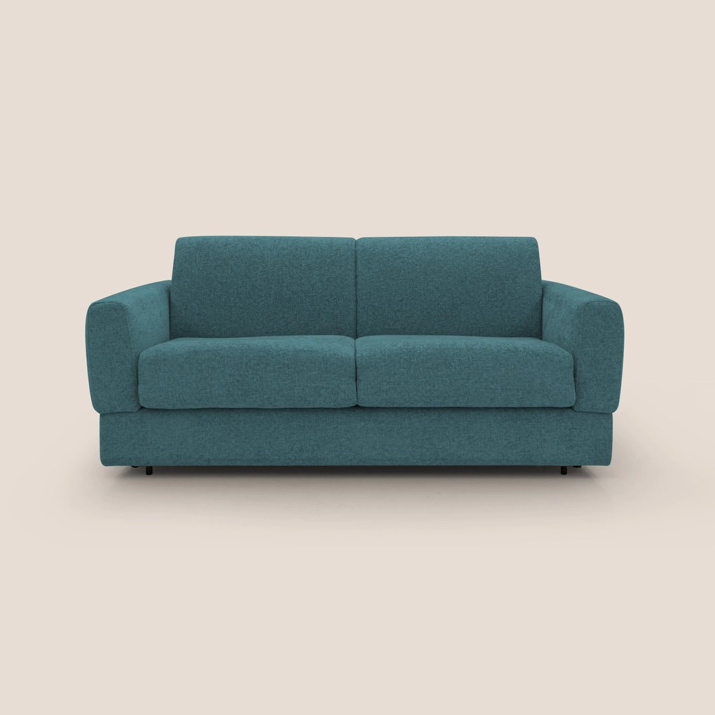 Happy Divano letto matrimoniale con materasso h18 cm in tessuto impermeabile T10 petrolio