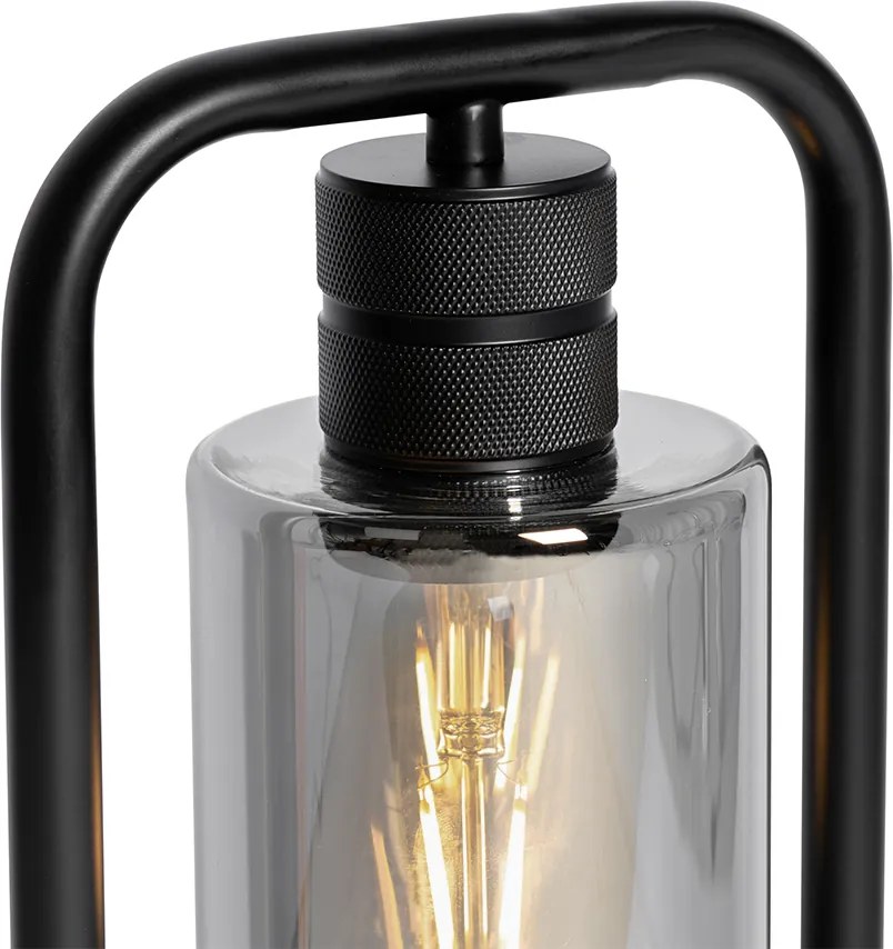 Lampada da tavolo moderna nera con vetro fumé - Stavelot