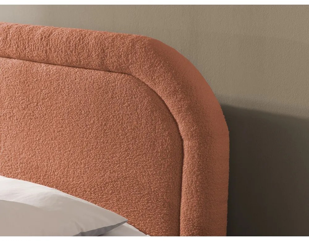 Letto boxspring arancione con contenitore 140x200 cm Ornes – Ropez