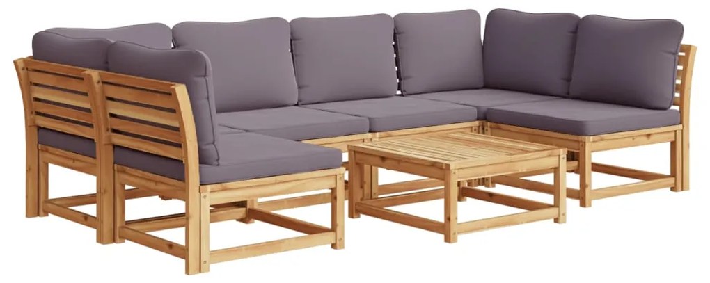 Set salotto da giardino 7 pz con cuscini legno massello acacia