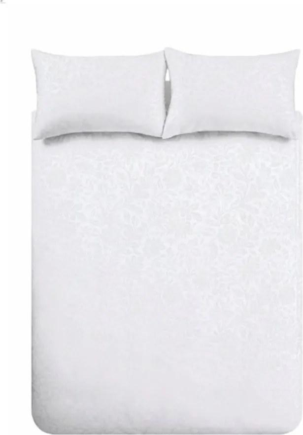 Set copripiumino e federa bianco in jacquard per letto matrimoniale 200x200 cm Fleur Matelassé – Bianca
