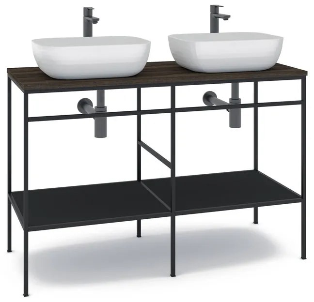 Mobile sottolavabo e lavabo Outline per doppia vasca nero L 120 x H 92 x P 45.5 cm