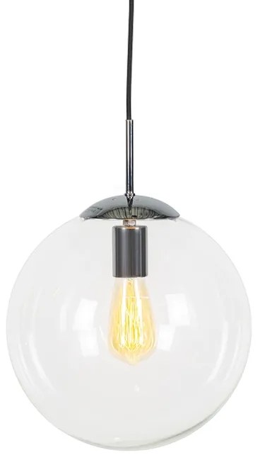 Lampada a sospensione scandinava cromo con vetro trasparente - Ball 30