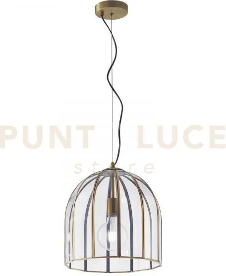 Lampadario a sospensione chester vetro trasparente e metallo ottone...