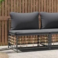 Divano Centrale da Giardino con Cuscini Polyrattan Grigio Scurocod mxl 70694