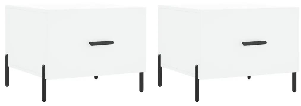 Tavolini da salotto 2 pz bianchi 50x50x40 cm legno multistrato